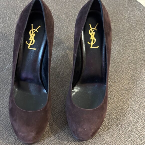 Yves Saint Laurent (YSL) Tribute Brown Suede Pumps - Picture 3 of 12